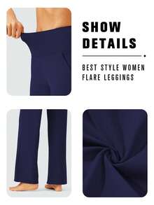 2 Pack Yoga Pants Women Wide Leg Pants With Pockets High Waist Stretch Dress Casual Sweatpants - Black Navy - View 4