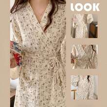 Women's Cartoon Cute Bear Printed Long Sleeve Robe / Pajamas Set, Comfortable Home Wear For Spring & Autumn Back To School - Dark Purple Edging - View 11