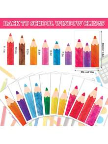 Bộ 27 miếng dán cửa sổ hình bút chì màu nước, dán hai mặt, họa tiết bút chì nhiều màu sắc, thích hợp cho ngày đầu tiên đi học, mùa tựu trường, trang trí tường lớp học, kính, bảng đen, tổng cộng 9 tờ. - Nhiều màu - Xem 6