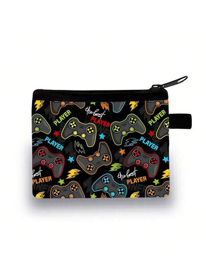 Zero Wallet In Colourful-Red/Blue/Black Festive Game Printed Zero Wallet - Casual Style, Polyester Material, Hand Wash Or Dry Clean