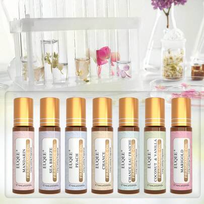 1支10毫升/0.33液盎司香水精油滚珠香水，持久留香，香型包括：白麝香、椰子香草、乖乖女、沉香木、香草麝香、天使、萨瓦、璀璨水晶、性感炸弹、琥珀浪漫、贾多尔、草莓、樱桃、清新亚麻、泡泡糖、海风