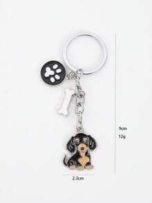 1pc Metal Cute Pomeranian DIY Key Chain Bag Pendant Dog Animal Keyring Car Keychain Best Friend Gift - Multicolor - View 9