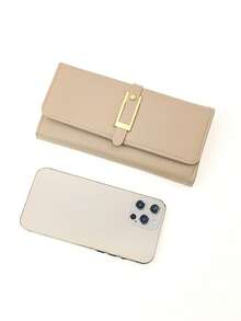 MINGYOU New Women Long Wallet, Fashion Classic Buckle Flap Multi-Functional Large Capacity Wallet, Women Wallet, Mini Wallet, Long Wallet - Apricot - View 6