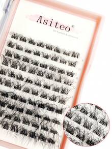 Asiteo Bộ 80 sợi mi giả tự nhiên, nối mi, mi giả, bộ mi, cụm mi, lông mi riêng lẻ, lông mi, lông mi giả - màu đen - Xem 5