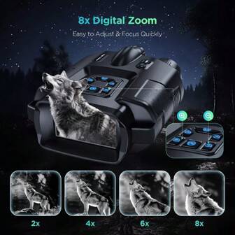 Binoculares de visión nocturna HD 4K para adultos - Pantalla grande de 3 pulgadas, zoom digital 8x, 32GB de memoria para almacenar fotos, mapas y videos, equipados con linterna para iluminación, iluminación y señalización adicionales para ayudar en el campamento, la caza, un regalo único perfecto para amantes de actividades al aire libre, entusiastas del campamento, etc.