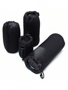 1/4 包相机镜头包，优质氯丁橡胶材质，防水大容量设计，柔软相机镜头包，镜头保护套，单反相机镜头包收纳包潜水料镜头包镜头袋防水腰包防震镜筒，适用于大多数佳能数码单反相机，