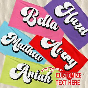Customized Name Beach Towel, Personalized Signature, Spa Gift Prepared For Her, Couple Youth Beach Towel, Travel Gift, Health Gift, Customized Bath Towel, Year-End Teacher Gift