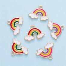 Set de 10 piezas de accesorios de joyería DIY arcoíris, dijes de aleación de zinc con estampado de arcoíris para collares, aretes, llaveros, regalos para amigos, familia, maestros, parejas, adecuado para manualidades