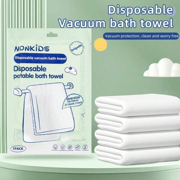 1pc Disposable Vacuum Bath Towel, 70x140cm, Large Thick Disposable Quick-Drying Towel, Individually Packaged, Portable And Easy To Use, Suitable For Business Travel, Fitness And Swimming