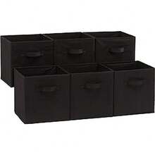 Basics - Foldable Fabric Storage Cubes With Handles, 10.5 X 10.5 X 11 Inches, Gray, 6 Pack - Black - View 7