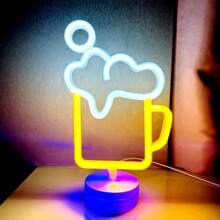 1 pieza Letrero de neón decorativo de pared para bar, luz LED con pilas o alimentación USB con diseño de jarra de cerveza, copa de cóctel, jarra de cerveza, letrero de neón de bar para habitación, dormitorio, decoración de bar