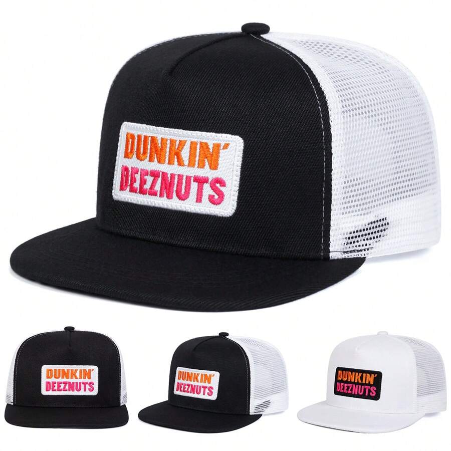 1 pieza Gorra de béisbol con bordado de letras Dunkin DeezNuts Twist para hombres, sombrero casual de moda urbana para primavera, otoño, viajes, playa