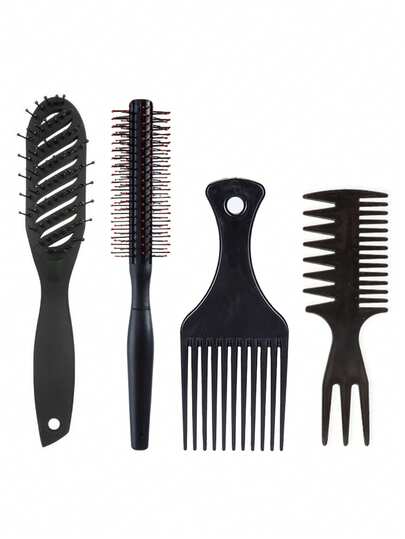 WANMEI 这款四件套专业美发梳套装适用于所有发质和发型。它包括一把碳纤维护发梳、一把分缝梳、一把宽齿梳、一把按摩梳和一把透气梳，非常适合打造卷发造型。