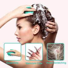 THE Silicone Body Scrubber Set, Bath Shower Body Brush And Shampoo Brush Scalp Massager Exfoliator With Intensive Bristles And Comfort Handle, Cleanse Skin & Hair,Easy To Clean And Long-Lasting.Green - 黑色 - 查看 11