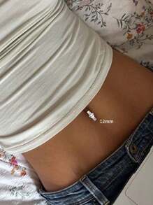 S925 Sterling Silver Belly Button Ring White Gold Plated Zirconia Surgical Steel Hypoallergenic Clicker Belly Button Ring Heart Navel Rings For Women Daily Jewelry