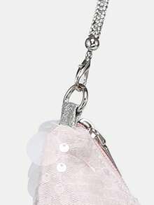 Novachic 1 件亮片，亮片装饰，度假风格，闪亮水晶腕饰，女士拉链斜挎包，适合度假和派对 - 淺粉色 - 查看 4