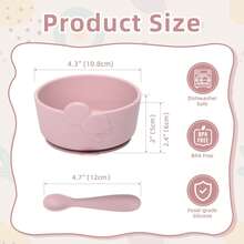 2件套可爱海龟硅胶婴儿碗套装，适合6个月以上的宝宝！防倾倒吸盘底座+防漏设计+120毫升勺子！可爱的动物图案碗身，防滑手柄，可放入洗碗机清洗。是欧盟父母和中东及北非地区清真家庭的完美婴儿喂养方案！精美包装。必备婴儿礼物，现代父母的理想之选！