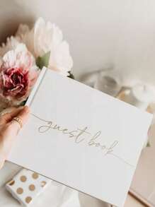 1pc Wedding Guest Register, Multi-Purpose Guestbook, Photo Guestbook, Birthday Special Event Register, Stylish Graduation Sign-In Book, Gold-Stamped Notebook Wedding Guest Sign-In Book Summer Gifts Beach Back To School School Supplies Room Decor