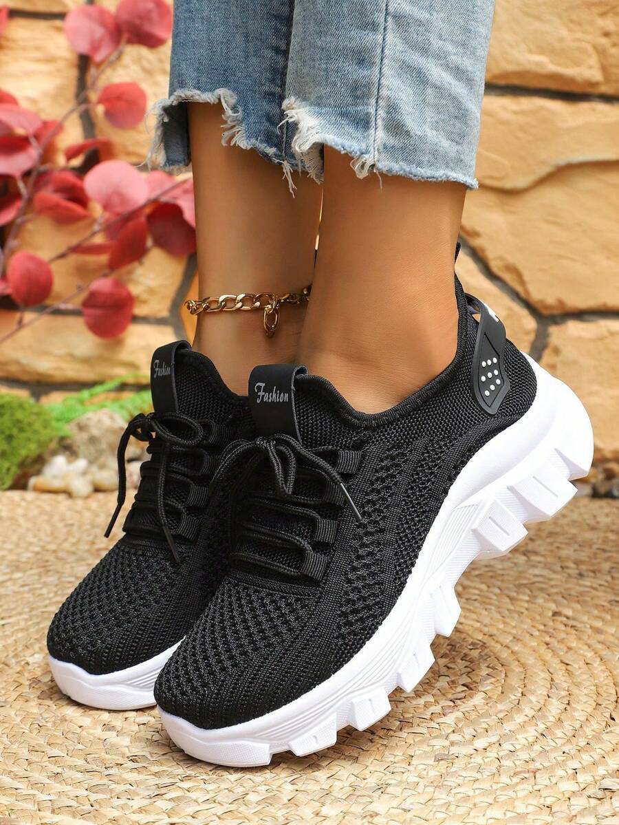 Zapatillas deportivas ligeras para mujer, zapatillas de tenis al aire libre con cordones transpirables, zapatos cómodos para caminar y hacer deporte por YQUS