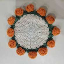 1 件手工玫瑰花杯垫，针织钩针玫瑰花束杯饰，创意礼物，家庭派对花卉装饰，学校用品，返校