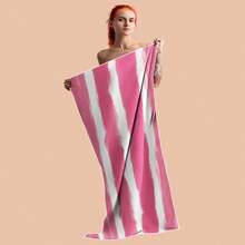 1pc Extra Large Beach Towel, Multi-Size, Striped, Microfiber, Soft, Absorbent, Essential For Bathroom, Vacation, Beach, Swimming Pool, Gym, Multipurpose - Pink - View 14