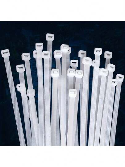 100 件装尼龙自锁扎带白色塑料扎带捆绑线扎带捆扎带