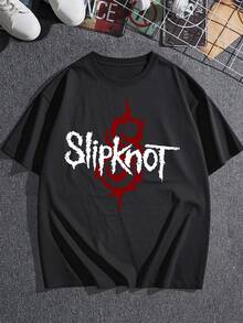 Playera informal de verano para mujer con estampado de estilo rock and roll y heavy metal, cuello redondo y mangas cortas, 100 % algodón, 220 g de algodón grueso. - Negro - Ver 3