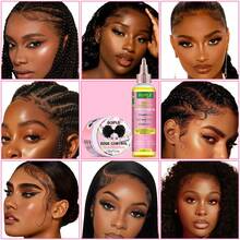 GOIPLE 7pcs Hair Care Set Edge Control Long-Lasting Hold Tames Frizz Rose & Black Castor Oil Nourishes Scalp Strengthens Hair Satin Bonnet Protects Hair Overnight Combs Brushes For Gentle Detangling Bands For Secure Styling For Daily Hair Nourishment & Styling Women With Curly Wavy Coily Hair - Bộ 7 món hoa sen hồng - Xem 9