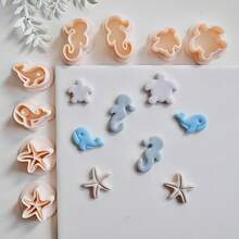 2 件套海马 | 海龟 | 鲸鱼 | 海星聚合物粘土切割器用于珠宝制作海洋动物形状粘土切割器用于吊坠项链耳环制作夏季海滩聚合物粘土耳环珠宝切割器