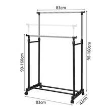 Clothes Rail Adjustable Garment Rack Telescopic Coat Rack Hanging Rail Clothes Stand With Shoe Shelf And Casters Clothing Rack For Small Place Organiser Shelf Bedroom Clothing Rack - Black Double Rail - View 7