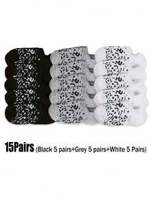 1/6/10/15 Pairs Unisex Socks, Sports Socks, White/Black/Grey Short Socks, Invisible Socks, Solid Color Minimalist Style, Suitable For Casual Daily Wear - Multicolor - View 8