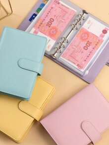 1 Sổ tay da PU khổ A6, có phong bì đựng tiền mặt, có khóa kéo, túi đựng tiền tiết kiệm nhỏ, sổ kế hoạch khổ A6, sổ kế hoạch cá nhân rời có bìa sổ 6 lỗ, 8 túi có khóa kéo, 12 tờ thẻ ngân sách tiền mặt và 2 nhãn dán tiếng Anh + giấy ghi chú tự dính - Nhiều màu - Xem 7