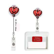 1/6 pezzi Portabadge retrattile con infermiera a cartoni animati, regalo per il personale, portabadge medico a cartoni animati adatto per badge identificativi di infermieri, medici, operatori sanitari, ufficio ospedaliero, forniture scolastiche, rientro a scuola - Multicolore - Visualizzare 2