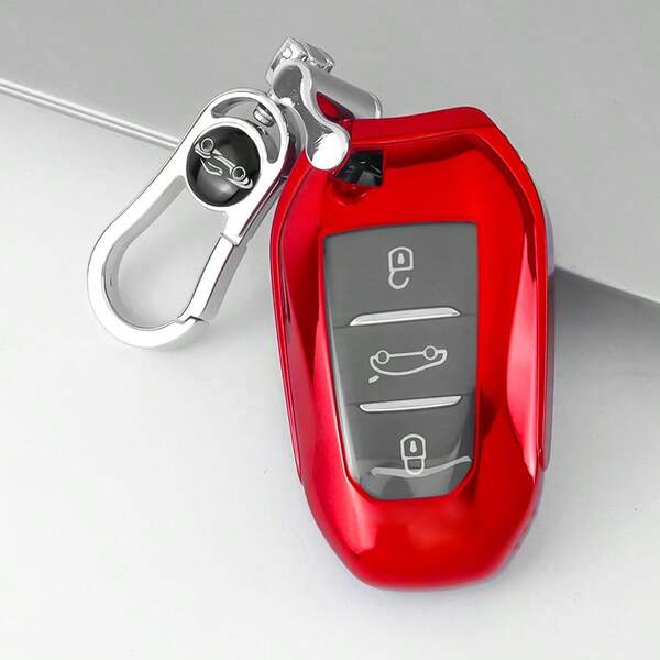1 Vỏ đựng chìa khóa xe hơi trong suốt bằng TPU có móc khóa cho xe Peugeot 3 nút, phù hợp với các đời xe 2008, 3008, 4008, 5008, 308, 408, 508, C1, C2, C4, C6, C3-XR, Grand, DS, DS5. Chống bụi và chống rơi vỡ. Túi đựng chìa khóa cao cấp, thời trang.