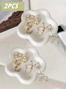 1pc Flower Shaped Jewelry Tray, Store Jewelry Board, Jewelry Storage Tray, Jewelry Stand, Creative Jewelry Storage Accessories, For Home Room Living Room Office Decor, Mother's Day New Year Easter Gift Birthday Plates Kitchen Accessories Kitchen Decor Table Trays Fruit Tray Tray Decor Gifts Graduation For Women Storage Organizer Travel Essentials Gift Back To School