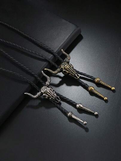 1 pieza Collar bolo de estilo vintage y retro de bronce y plata unisex, de estilo personalizado, adecuado para uso diario y como regalo