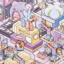 Diy Cute, Stress-Relieving, Stacked Stickers, 3d Stereoscopic Stickers With Miniature Landscape Stickers, Factory Assembly Line Scenes School Supplies,Back To School