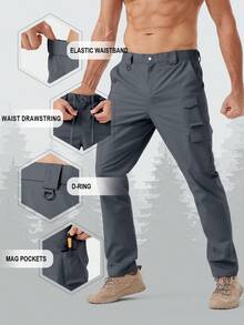 2 Pack 31" Men's Cargo Work Pants Water Resistant Tactical Pants Lightweight Hiking Ripstop Pants Outdoor Apparel - 31"黑色灰色 - 查看 4