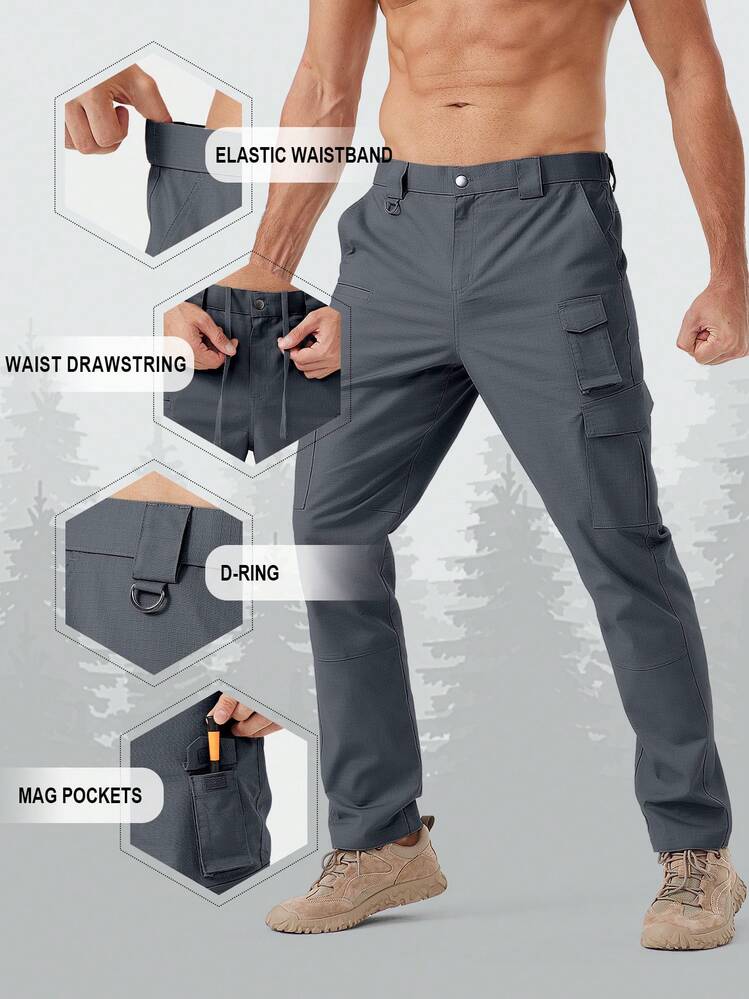 2 Pack 31" Men's Cargo Work Pants Water Resistant Tactical Pants Lightweight Hiking Ripstop Pants Outdoor Apparel - 31" đen xám - Xem 4