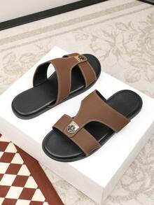 2-Pack Men's Fashion Strap Slippers, Non-Slip Comfortable Casual Indoor/Outdoor Beach Sandals For Spring/Summer