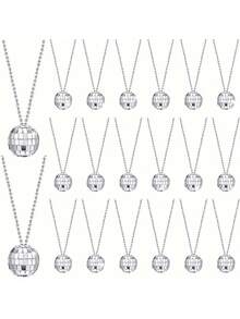 10pcs-Disco Party Pack,Mini Mirror Disco Ball Necklaces, Silvery - Perfect For Dance & Costume Accessories,Birthday Party Necklace, Party Gift, Wedding Gift, Wedding Necklace, Wedding Single Party Accessory - Silver - View 2