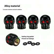 Set di 2/4 coperchi universali per valvole a forma di teschio, realizzati in lega di rame, antiruggine e resistenti alla corrosione, adatti per modifiche automobilistiche (disponibili in più colori, adatti per auto, camion, motocicli e biciclette)