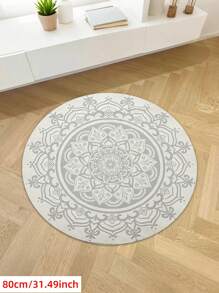 1pc Round Area Rug Bohemian Mandala Pattern Area Mat - Ultra Soft, Comfortable For Bedroom, Living Room, Study, Entryway, Children's Game Room, Office, Dining Room, Room Decor, Nursery As Floor Mat, Cashmere-Like Circle Bedroom Rug, Washable & Non-Slip, Carpet For Living Room - Indoor All-Season Home Decor, Living Room Rug, Rugs For Bed Room, House Decor | Bedroom Decor