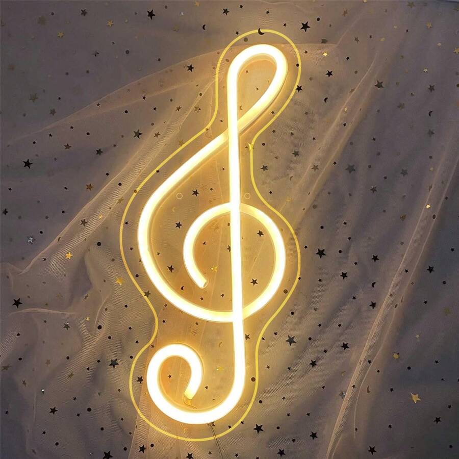ENUOLI Musik Noten Neonlicht - warmweißes Neon Wanddekoration Licht - batterie- oder USB-betrieben - Nachtlicht - geeignet für Schlafzimmer, Wohnzimmer, Weihnachten, Hochzeit, Party, Bar Dekoration