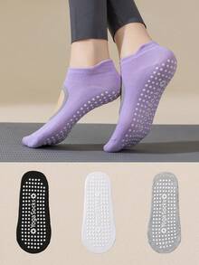 1/3/5/9 Pairs/Pack Spring And Summer Women's Thin Random Sports Socks Hollow Yoga Pilates Silicone Non-Slip Suitable For Indoor Fitness Aerobics Running Stretching Exercise With Grip Floor Socks - Multicolor - View 27
