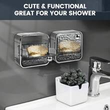 Wandmontierter Seifenschalenhalter für die Dusche - wasserdichter Badezimmer-Organizer mit starkem Klebstoff, keine verschmierte Seife mehr, PET+ABS Kunststoff, geeignet für Shampoo- und Seifenstücke, einfache Installation & Reinigung, Seifenhalter Badezimmer, stilvolles Gletschermuster, effizientes Ablaufsystem, Rückkehr zur Schule - Verschiedenfarbig - Übersicht 3