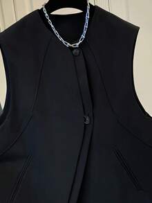 2025 Spring & Autumn New Design Sense Unique Premium Women Loose Vest Jacket - Black - View 5