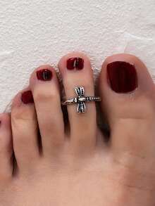 1 pieza Anillo para dedo del pie decorativo con diseño de libélula de estilo retro bohemio de verano, con aspecto desgastado, moda simple y única para mujeres