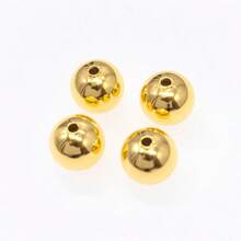 30pcs/Pack Gold Metal Beads, 10mm Plated Round Beads For Jewelry Making