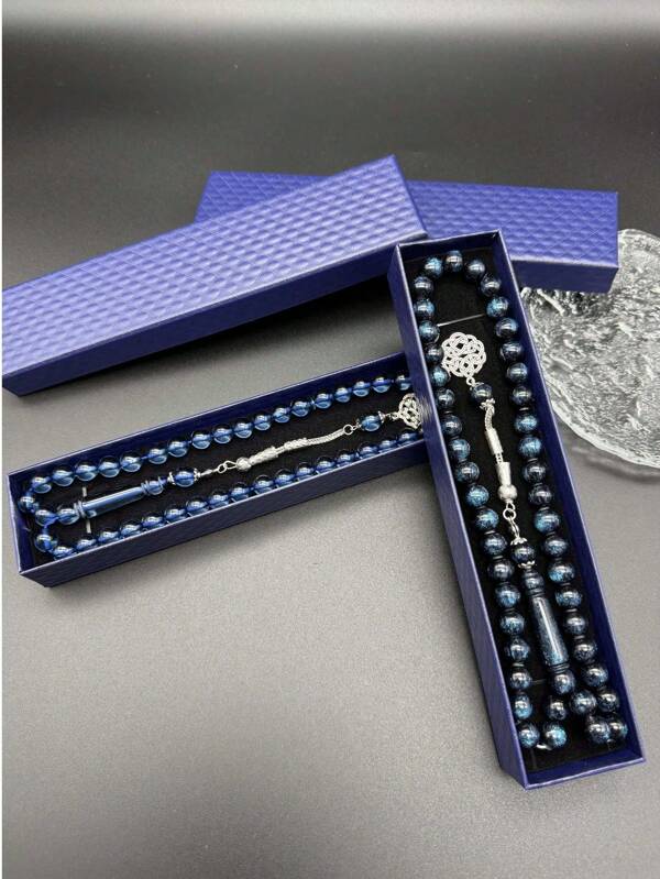 4 Colors Prayer Beads Colored Tasbih Rosary, Starry Night Blue Muslim Prayer Necklace Bracelet Handmade For Ramadan Gift, Elegant Jewelry With Deluxe Gift Box
